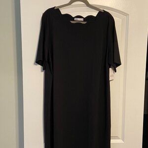 Black Scalloped Neck Dress